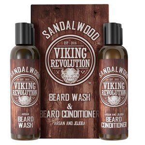 Beard Wash & Beard Conditioner Set w/Argan & Jojoba Oils - Softens & Strengthens